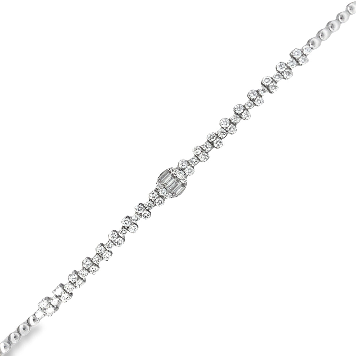 Shop the Emerald Cut Diamond Tennis Bracelet in 18K Gold by Amadura Jewelry. Visit El Korba & Citystars Mall. IGI, GIA & HRD certificates upon request.
 Main image
