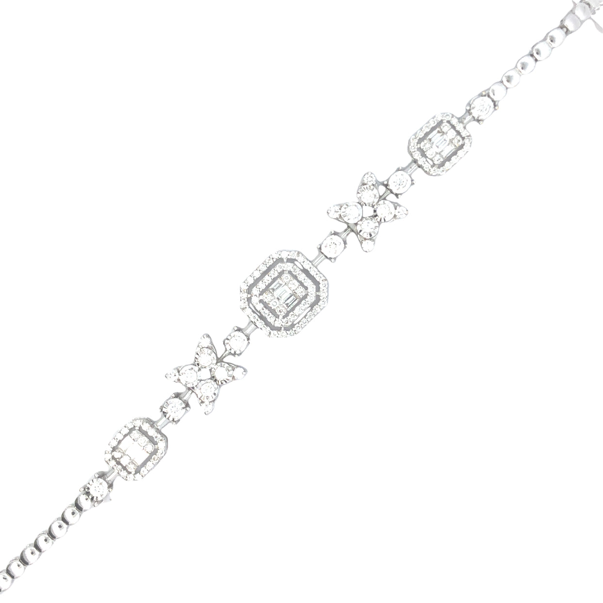 Shop the Emerald Cut Floral Diamond Bracelet in 18K Gold by Amadura Jewelry. Visit El Korba & Citystars Mall. IGI, GIA & HRD certificates upon request.
