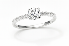 Diamond ring with a central gemstone