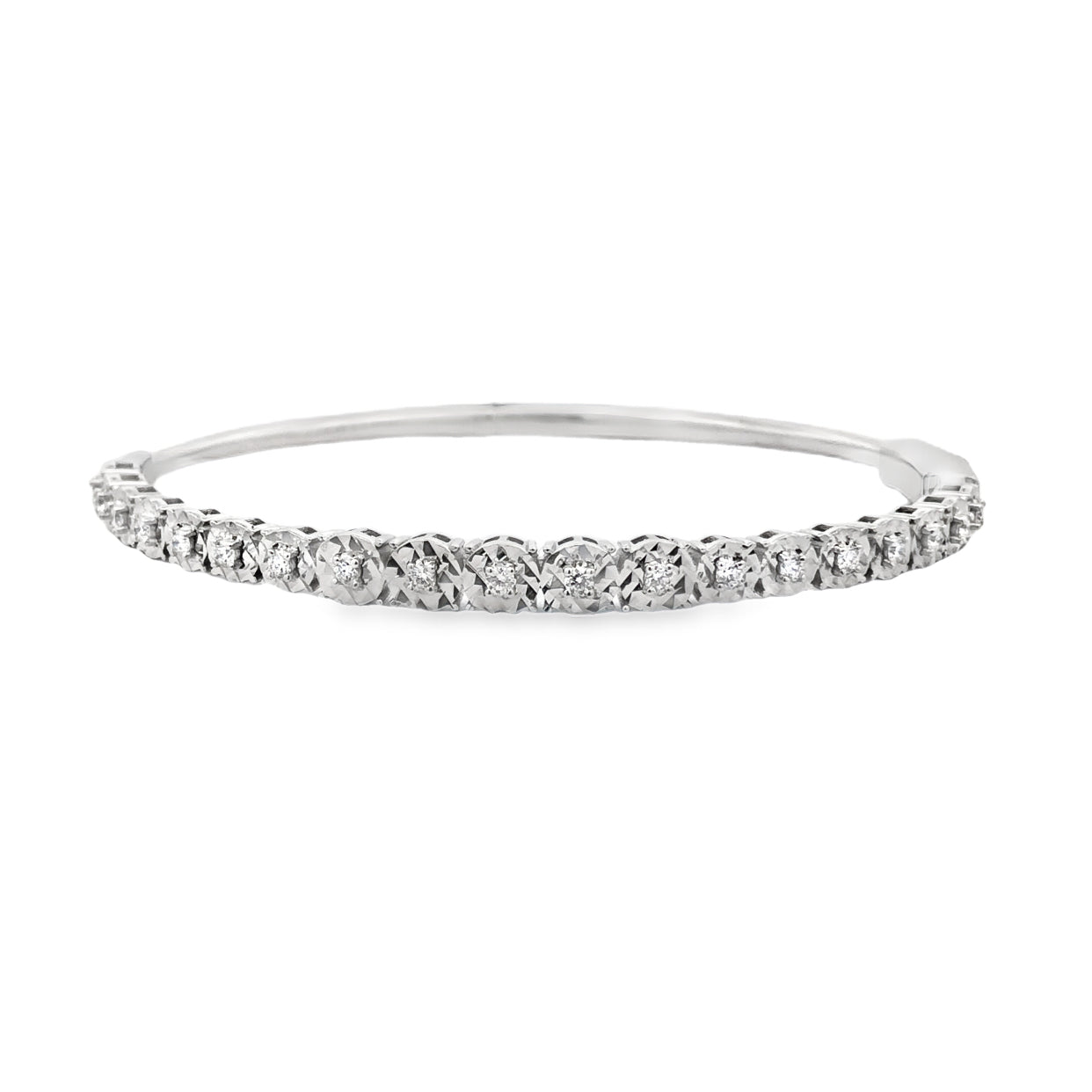 Shop the Half Tennis Diamond Bangle by Amadura Jewelry. Visit El Korba & Citystars Mall. IGI, GIA & HRD certificates upon request.
 Main image