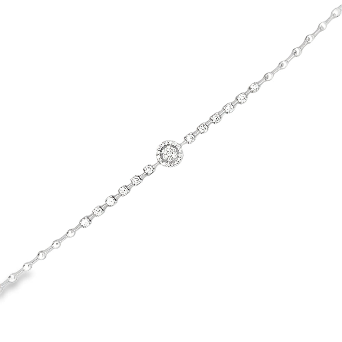 Shop the Halo Diamond Station Bracelet by Amadura Jewelry. Visit El Korba & Citystars Mall. IGI, GIA & HRD certificates upon request.
 Main image