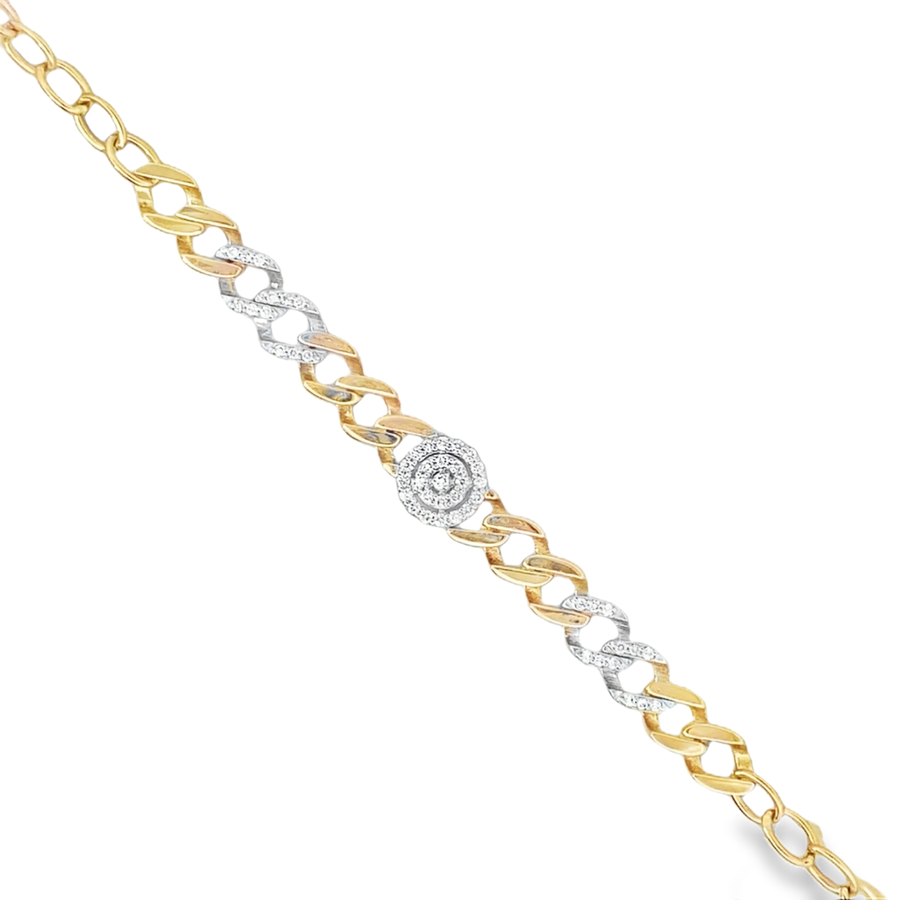 Shop the Round Halo Diamond Link Bracelet in 18K Gold by Amadura Jewelry. Visit El Korba & Citystars Mall. IGI, GIA & HRD certificates upon request.
 Main image