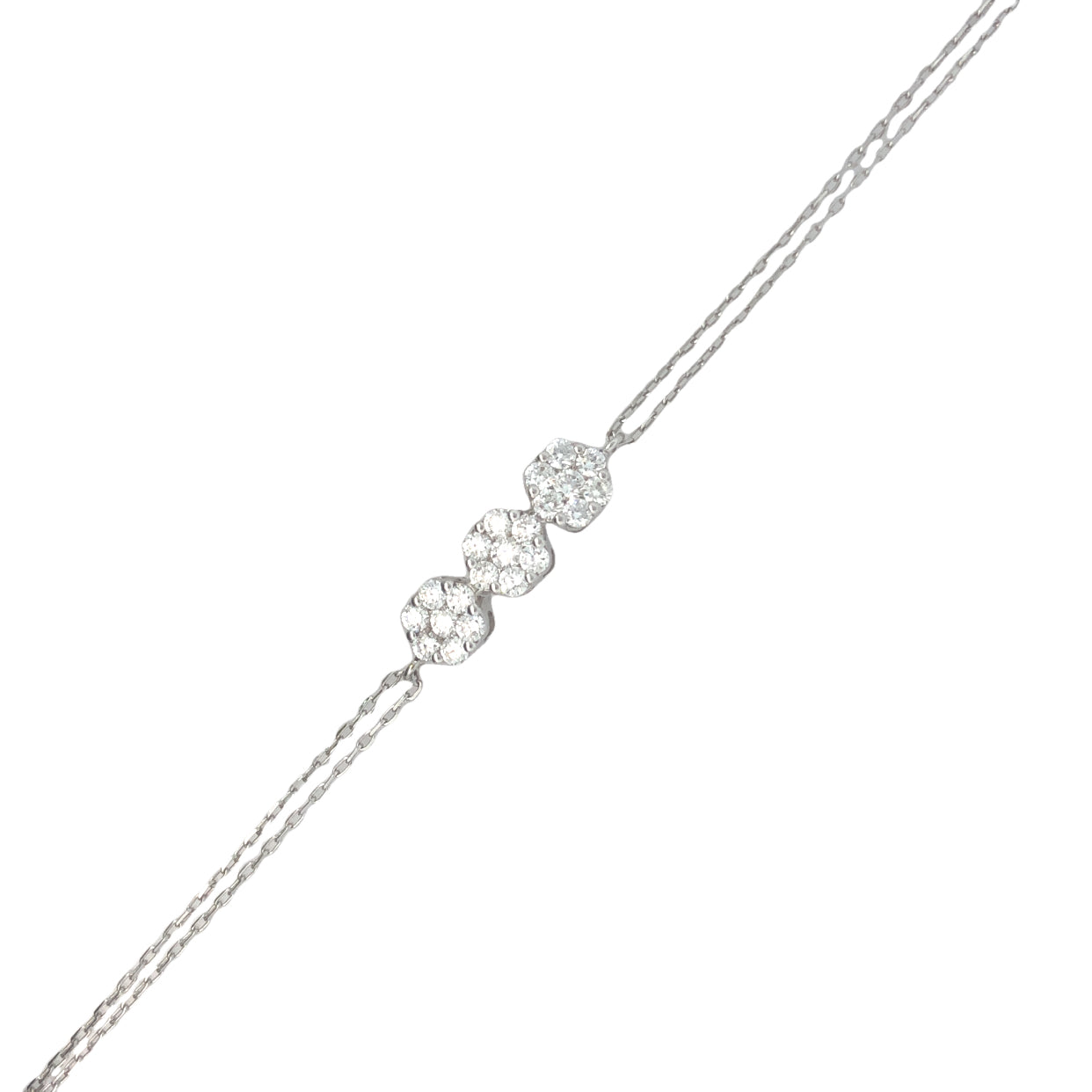 Shop the Three Stone Diamond Bracelet by Amadura Jewelry. Visit El Korba & Citystars Mall. IGI, GIA & HRD certificates upon request.
 Main image