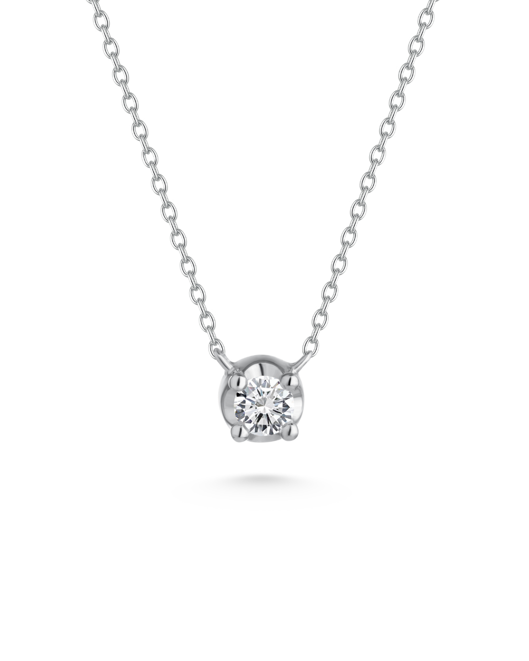 White gold necklace with a round diamond pendant Secondary image