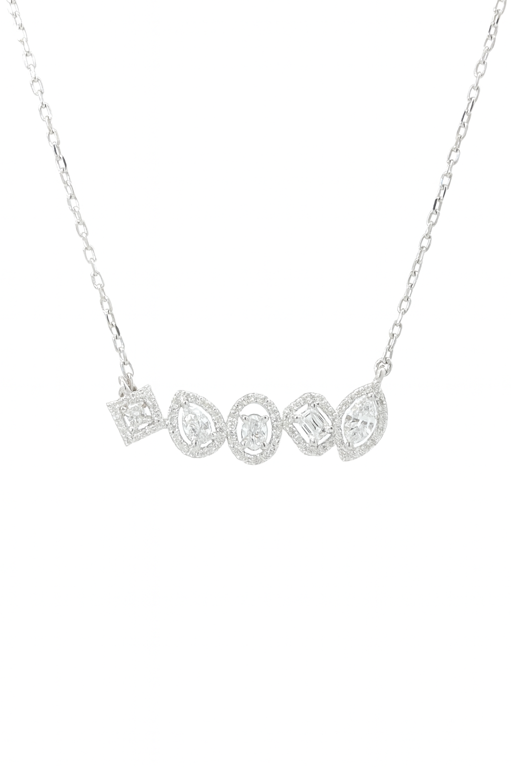 White gold necklace with diamond pendants