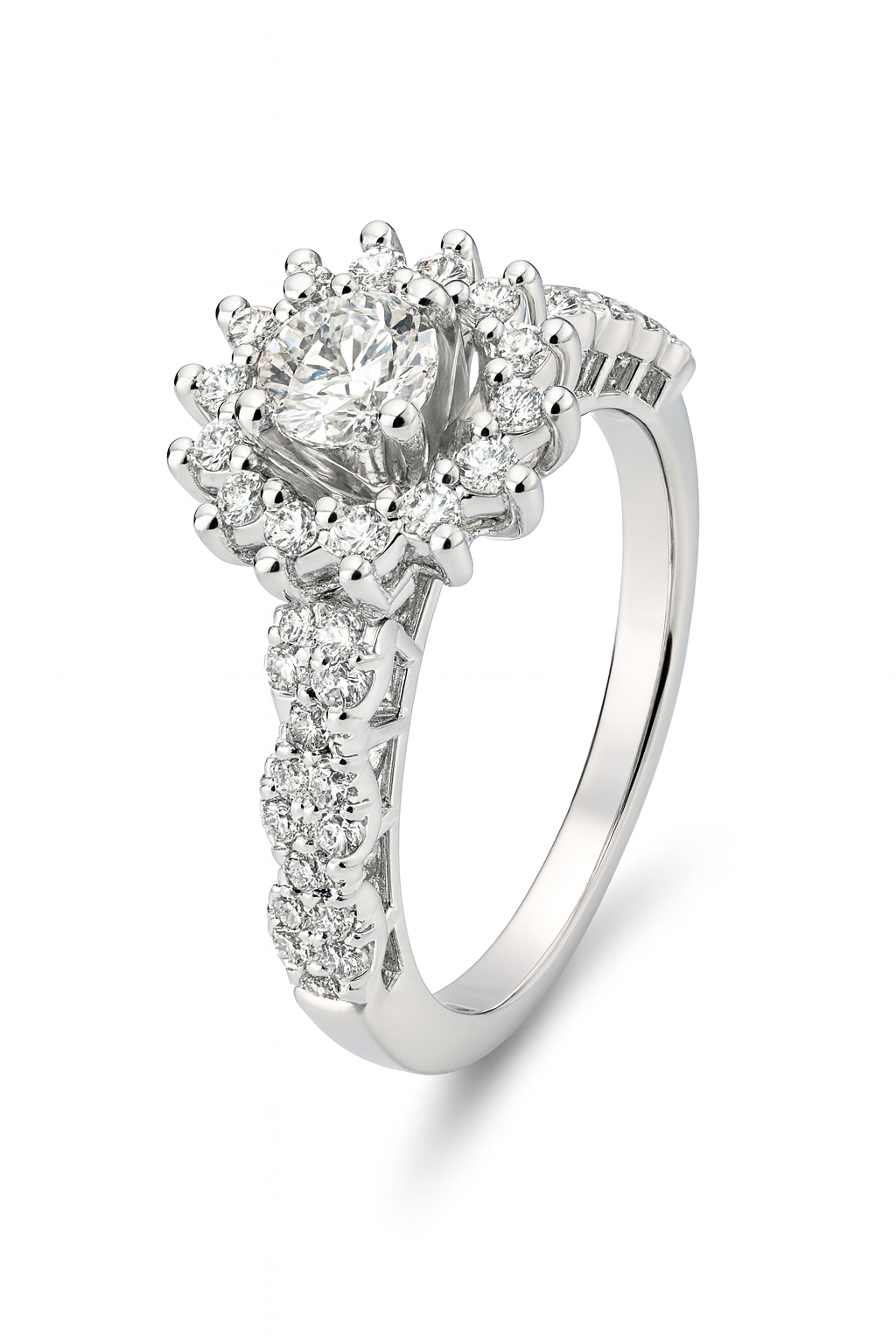 White gold ring with diamond accents