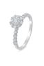 Round Halo Diamond Ring with Baguette Accents