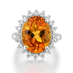 Elegant Citrine and Diamond Ring