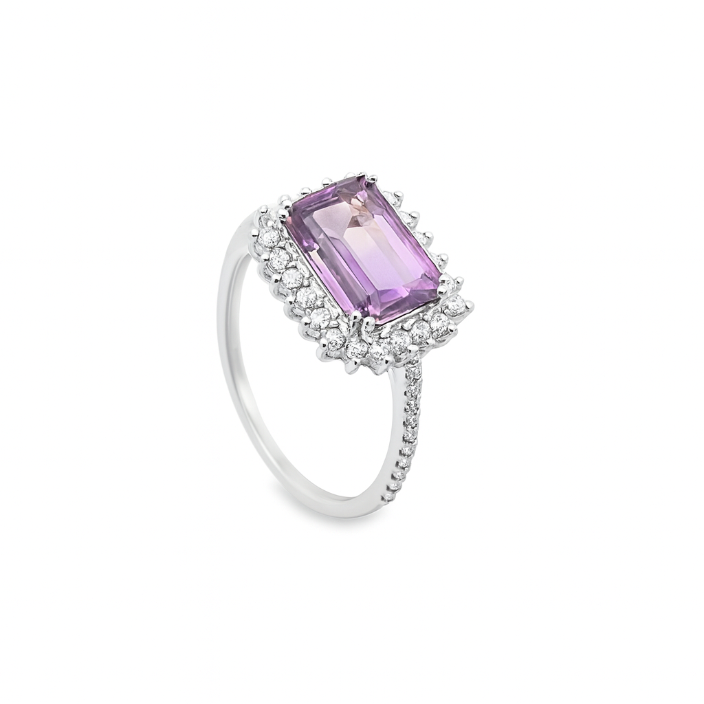 Amethyst Halo Diamond Ring Main image