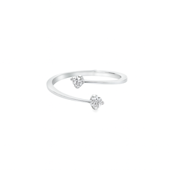 White gold open ring with diamond stones