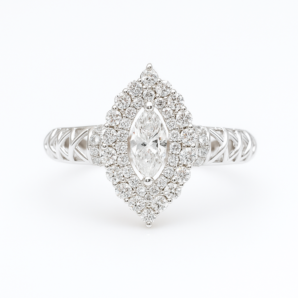 Marquise Halo Diamond Ring Main image